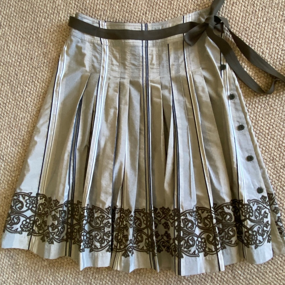 Carlisle Pleated Striped Passementerie Skirt - Size 2 - Picture 2 of 6